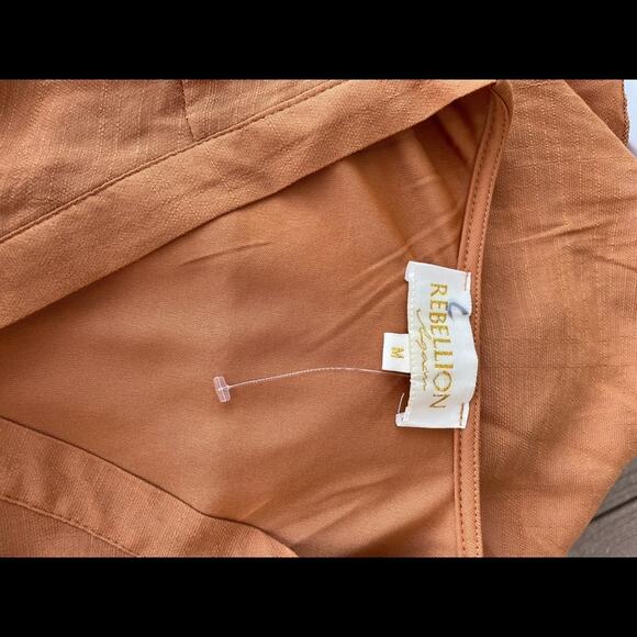 New Rebellion Again V-Neck Half Sleeves Belted A-Line Skater Mini Dress Size M - Picture 7 of 8